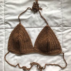 Brown Crochet Triangle Top
